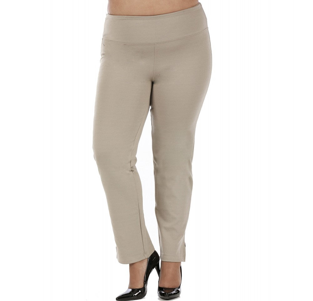 InstantFigure Curvy Plus Size Straight Leg Pant with Slit 16801MC InstantFigure INC