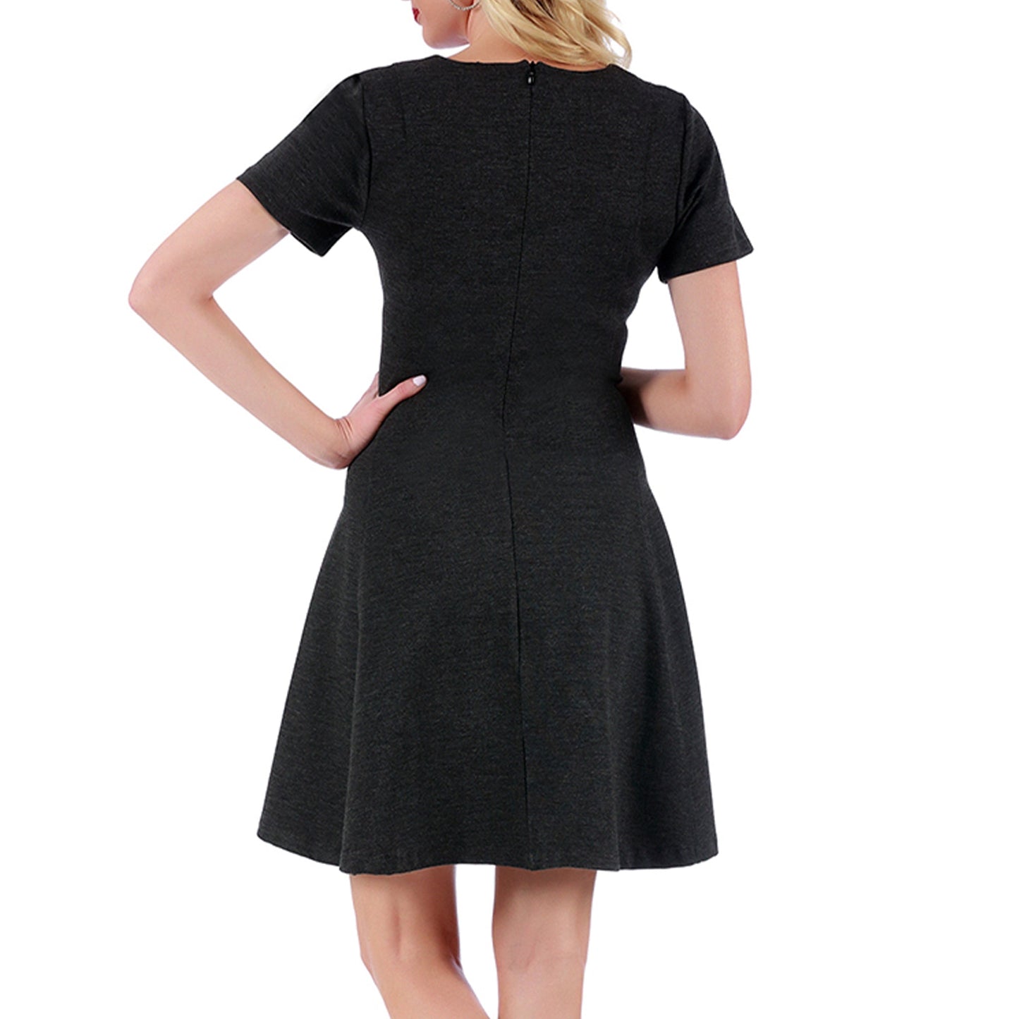 InstantFigure Short V-neck flared skirt Panel dress 16808M InstantFigure INC