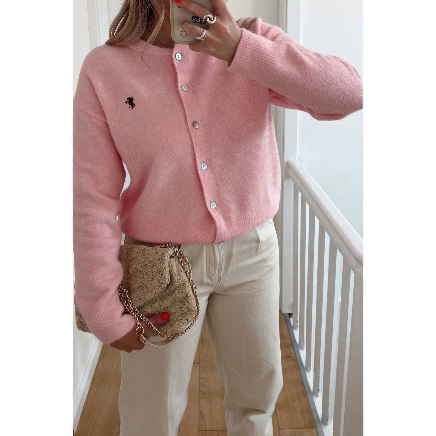 Solid Button Up Knit Long Sleeves Sweater
