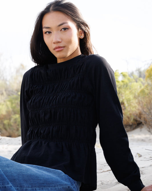 Long Sleeve Smocked Tee Downeast
