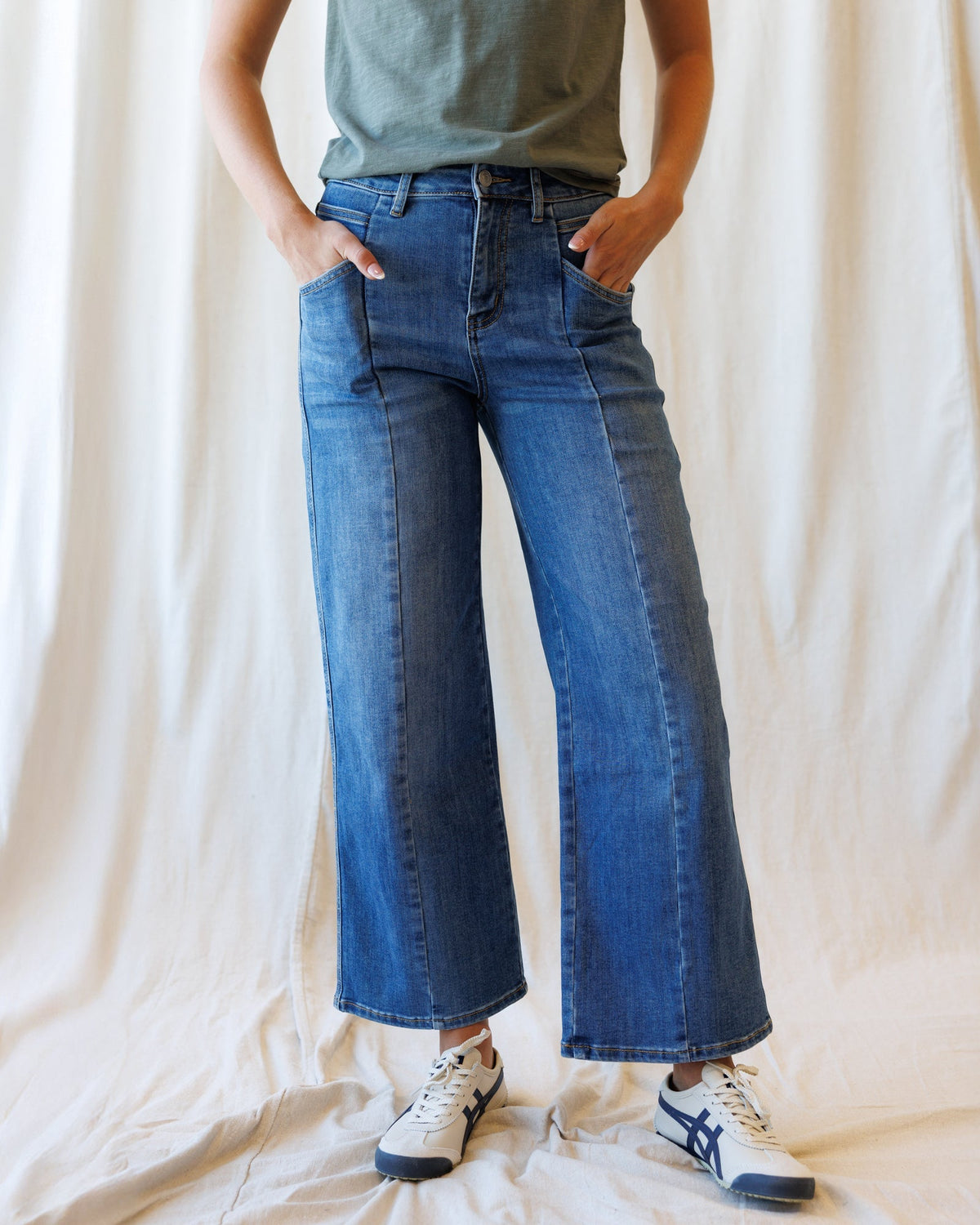 High Rise Seamed Wide Leg Ankle Downeast