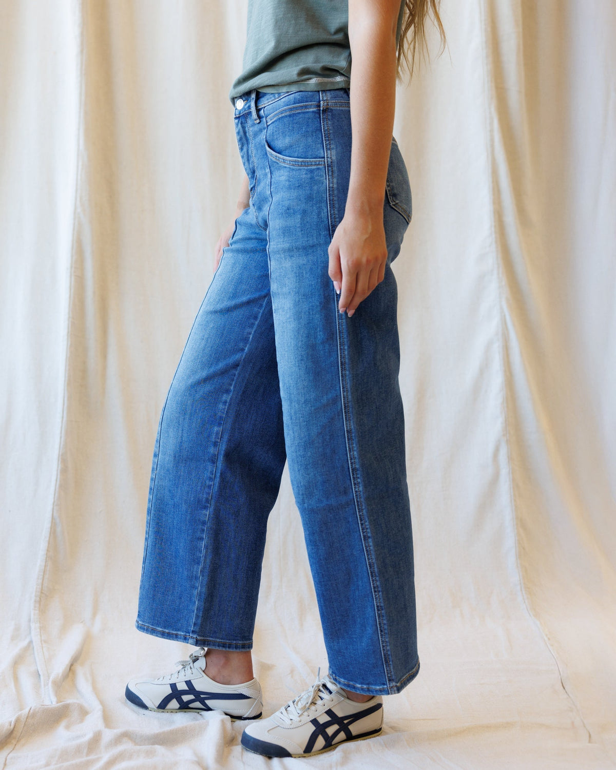 High Rise Seamed Wide Leg Ankle Downeast