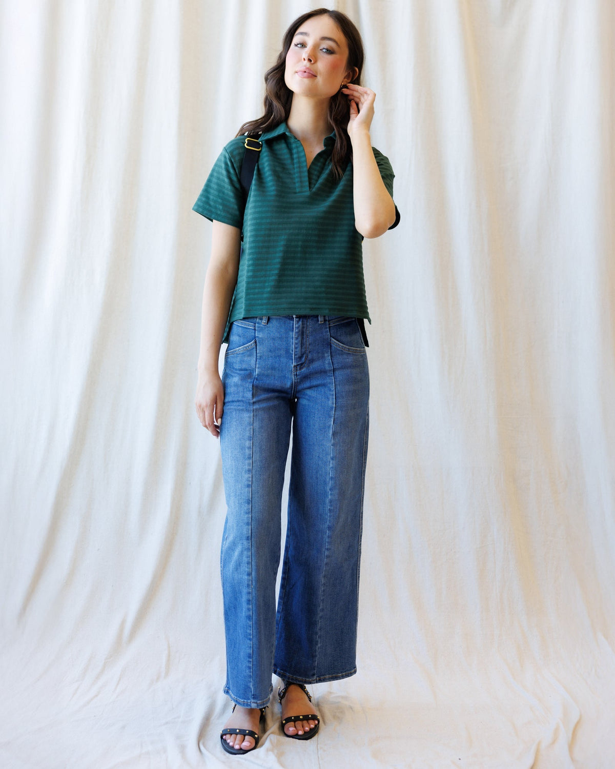 High Rise Seamed Wide Leg Ankle Downeast