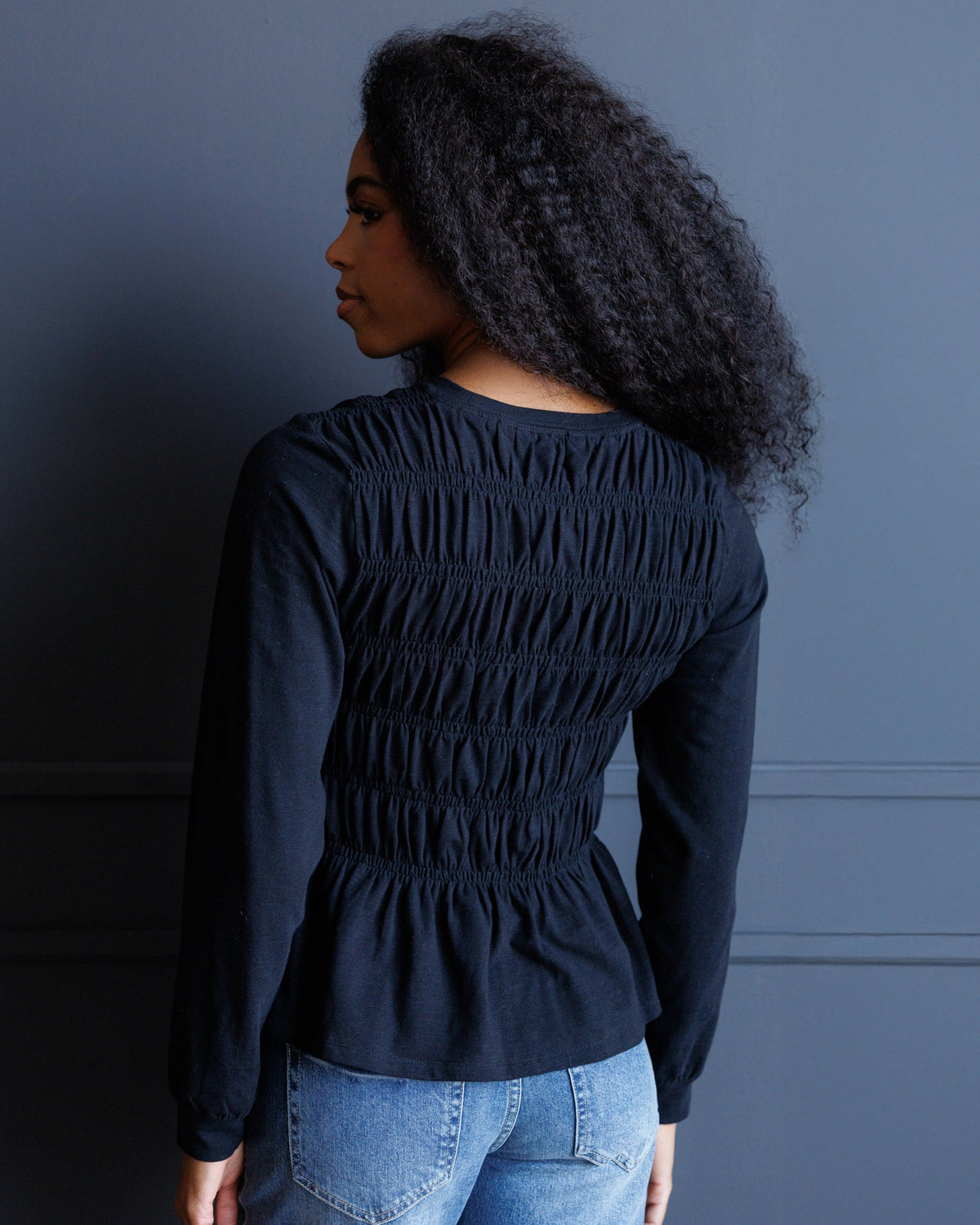 Long Sleeve Smocked Tee Downeast
