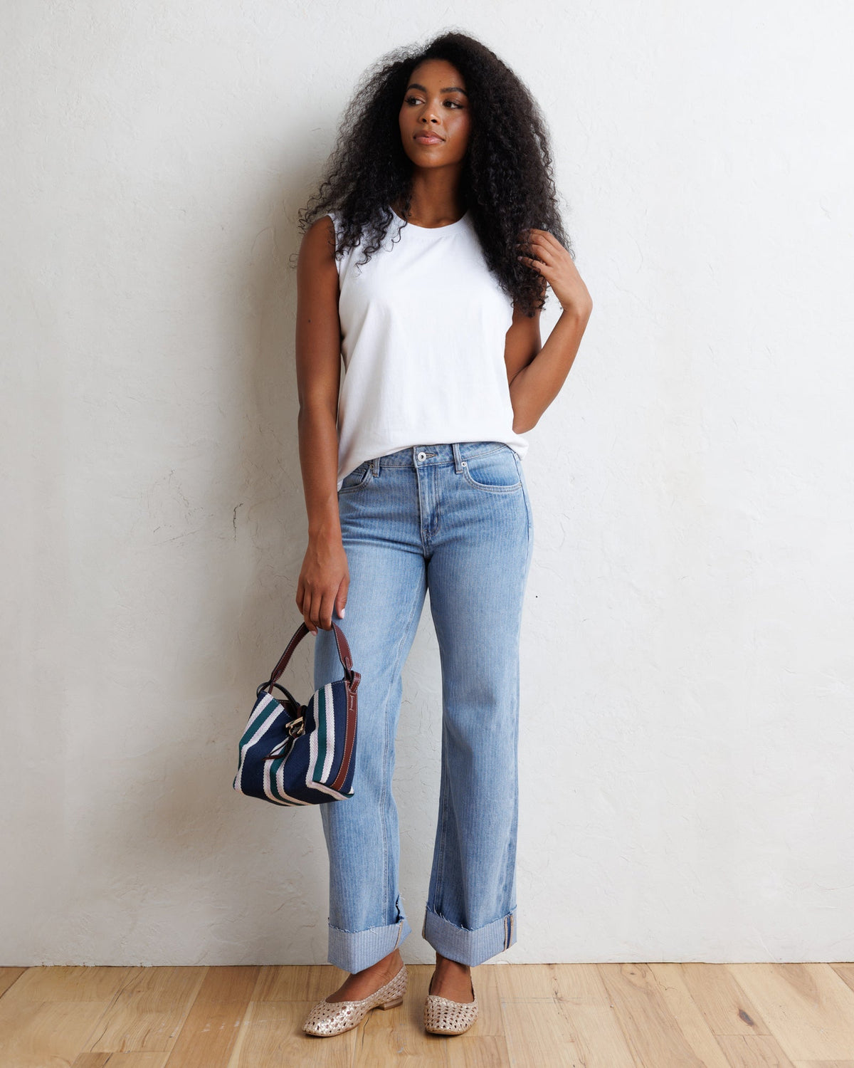 Mid-Rise Wide Stripe Jeans Downeast