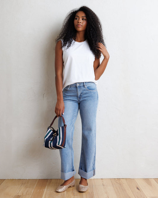 Mid-Rise Wide Stripe Jeans Downeast