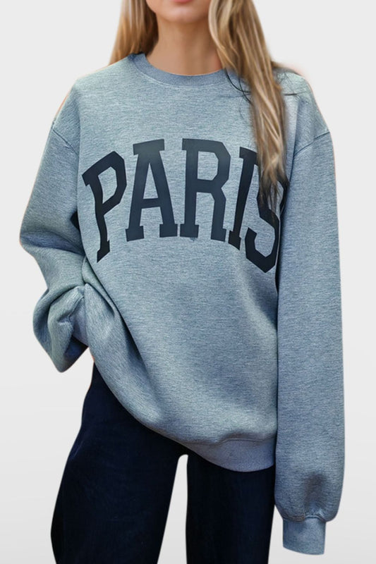Basic Bae PARIS Round Neck Long Sleeve Air Scuba Sweatshirt ShopBasicbae
