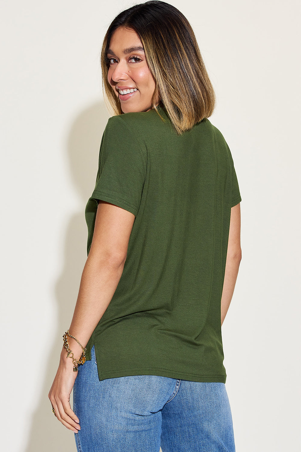 Basic Bae Full Size V-Neck High-Low T-Shirt ShopBasicbae