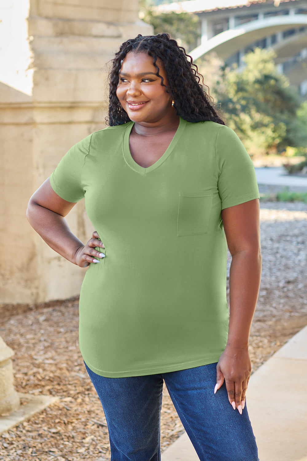 Basic Bae Bamboo Full Size  V-Neck Short Sleeve T-Shirt ShopBasicbae