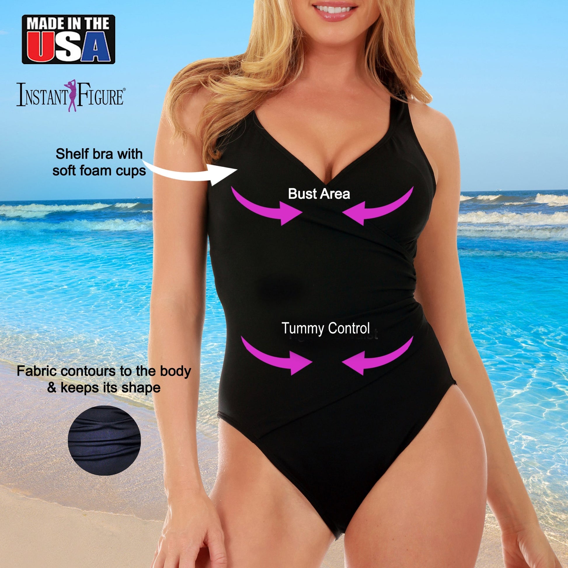 InstantFigure Wrap One Piece Swimsuit 13443P InstantFigure INC
