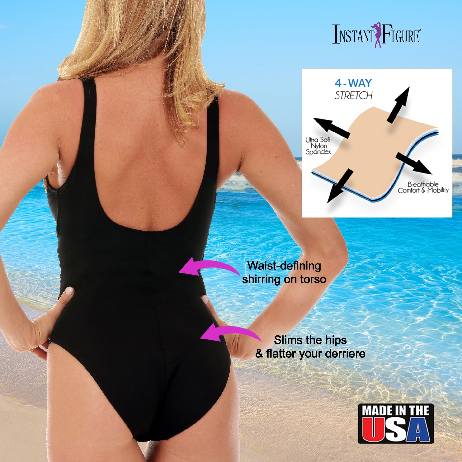 InstantFigure Wrap One Piece Swimsuit 13443P InstantFigure INC