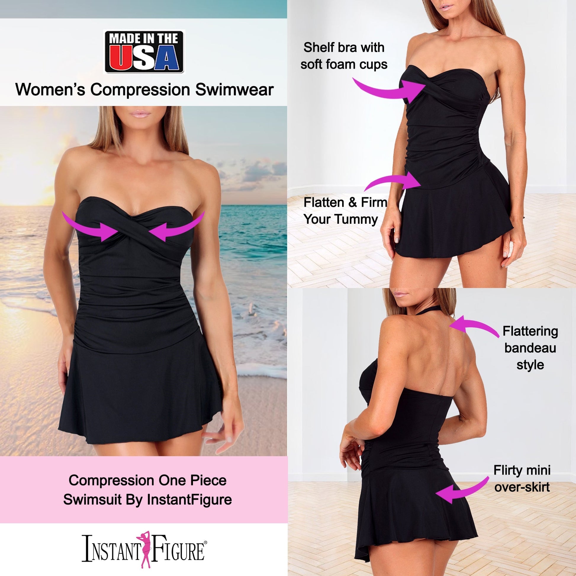 InstantFigure Skirted One Piece Swimsuit 13556P InstantFigure INC