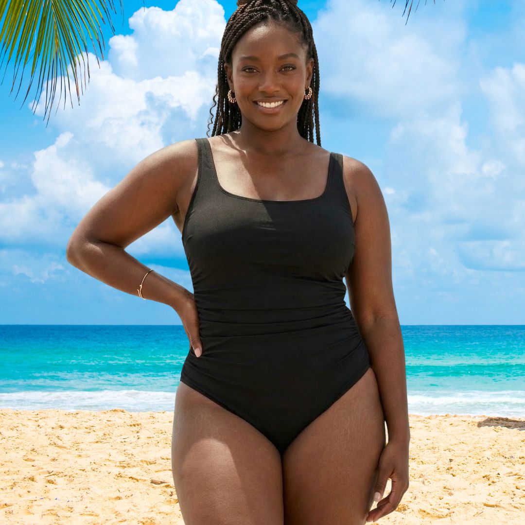 InstantFigure Plus Size Swimsuit Scoop with shirred side One Piece 13592PC InstantFigure INC
