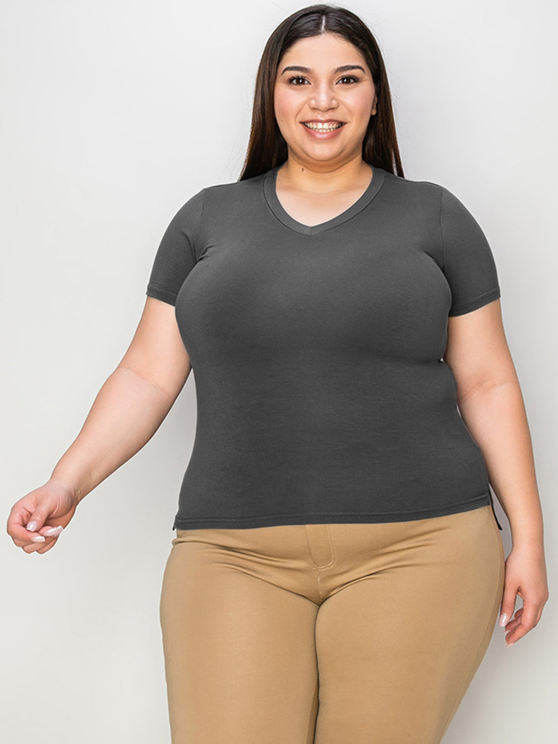 Basic Bae Full Size V-Neck High-Low T-Shirt ShopBasicbae