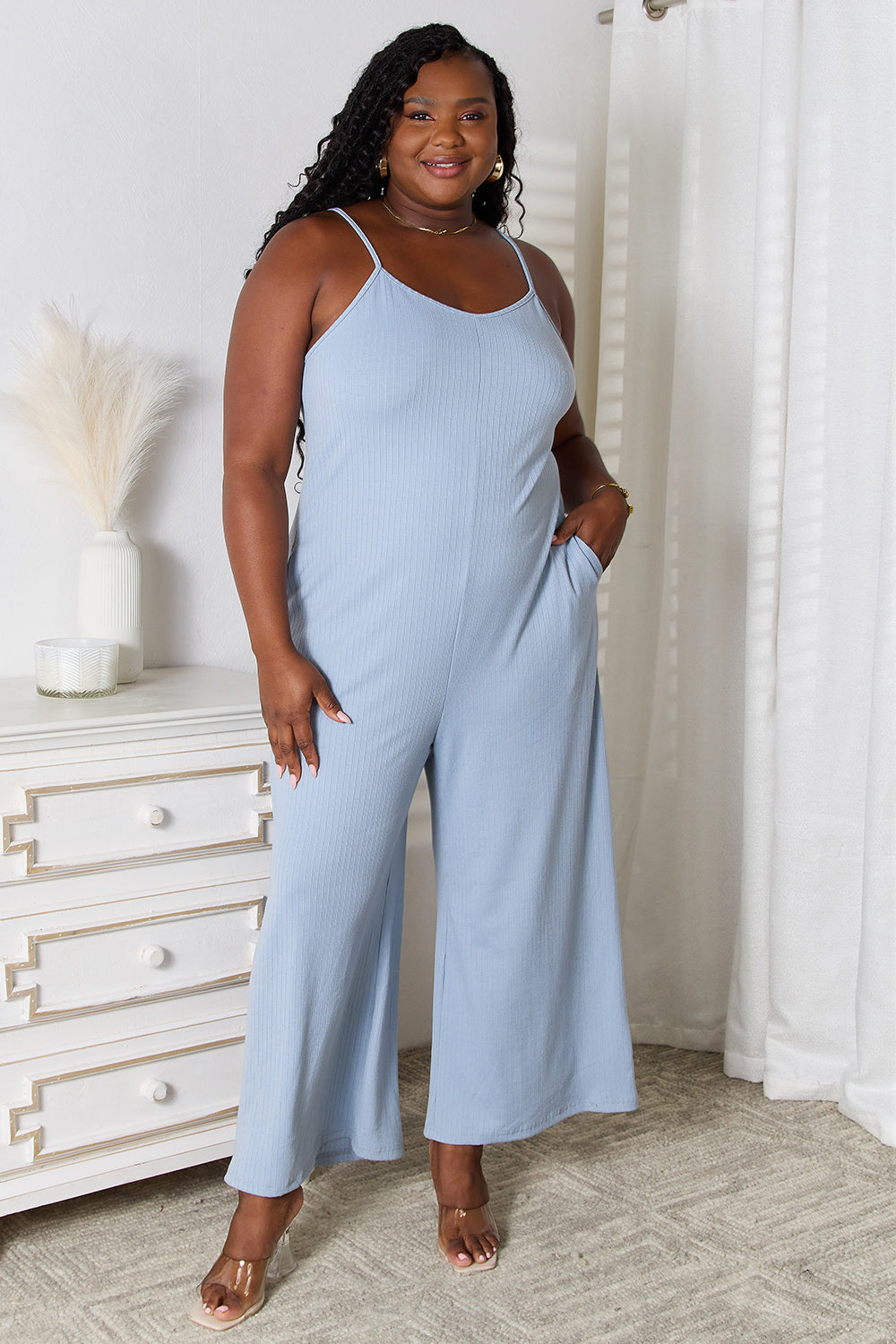 Basic Bae Full Size Spaghetti Strap V-Neck Jumpsuit ShopBasicbae