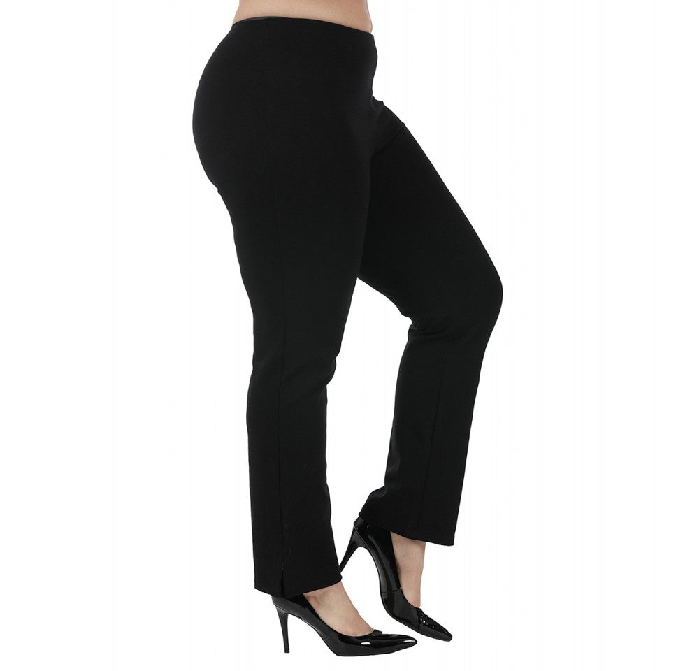 InstantFigure Curvy Plus Size Straight Leg Pant with Slit 16801MC InstantFigure INC