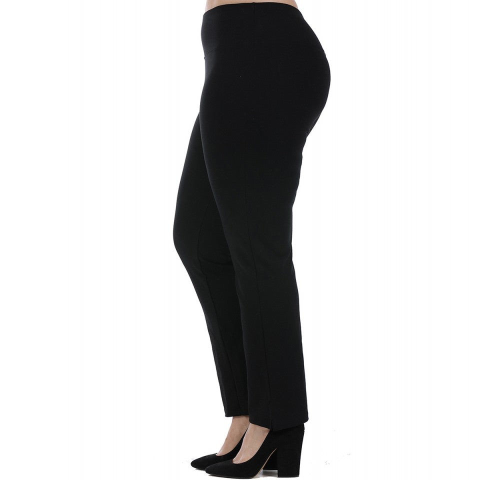 InstantFigure Curvy Plus Size Straight Leg Pant with Slit 16801MC InstantFigure INC