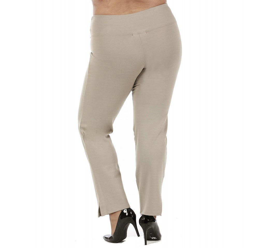 InstantFigure Curvy Plus Size Straight Leg Pant with Slit 16801MC InstantFigure INC