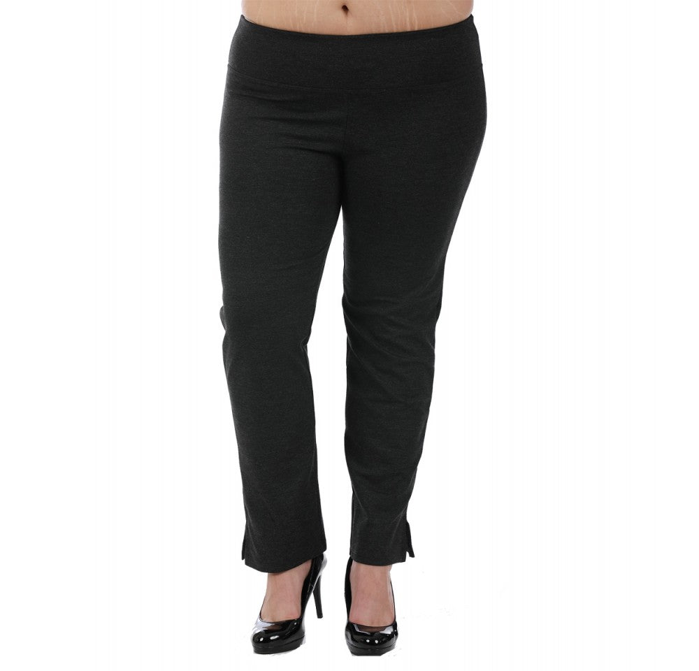 InstantFigure Curvy Plus Size Straight Leg Pant with Slit 16801MC InstantFigure INC