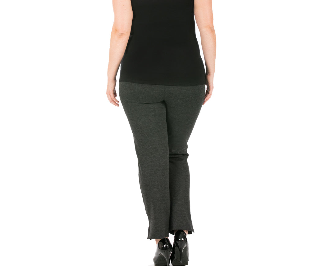 InstantFigure Curvy Plus Size Straight Leg Pant with Slit 16801MC InstantFigure INC