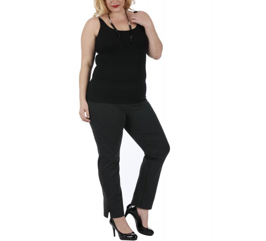 InstantFigure Curvy Plus Size Straight Leg Pant with Slit 16801MC InstantFigure INC