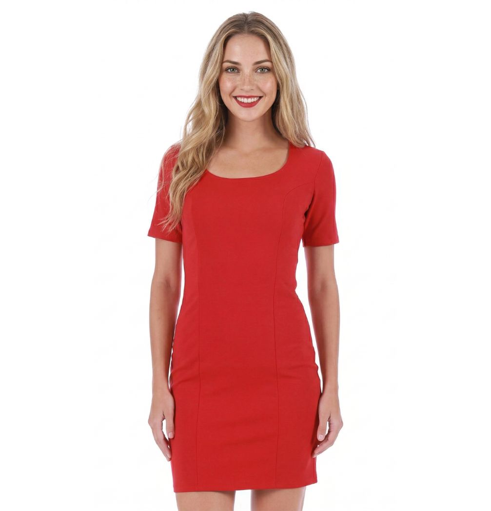 InstantFigure Short Dress with Square Neck and Short Sleeves 168027 InstantFigure INC