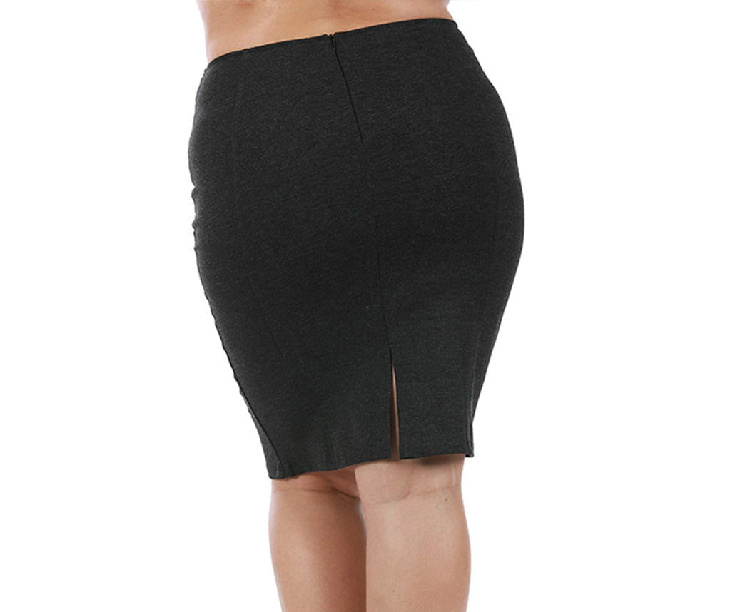 InstantFigure Curvy Plus Size Short Pencil Skirt with Back Zip 16807MC InstantFigure INC