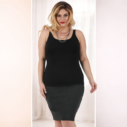 InstantFigure Curvy Plus Size Short Pencil Skirt with Back Zip 16807MC InstantFigure INC