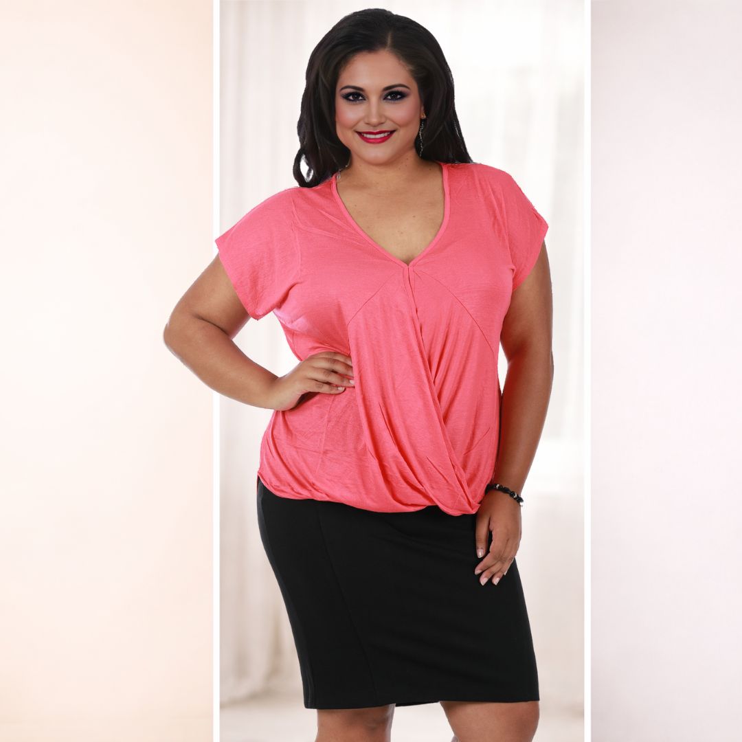 InstantFigure Curvy Plus Size Short Pencil Skirt with Back Zip 16807MC InstantFigure INC