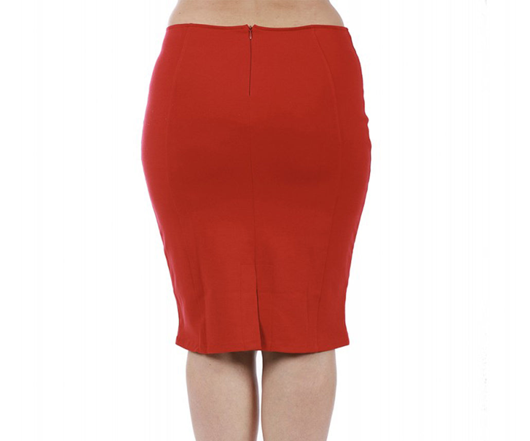 InstantFigure Curvy Plus Size Short Pencil Skirt with Back Zip 16807MC InstantFigure INC