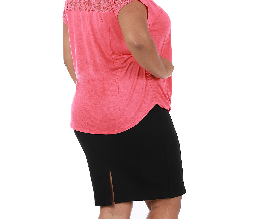 InstantFigure Curvy Plus Size Short Pencil Skirt with Back Zip 16807MC InstantFigure INC