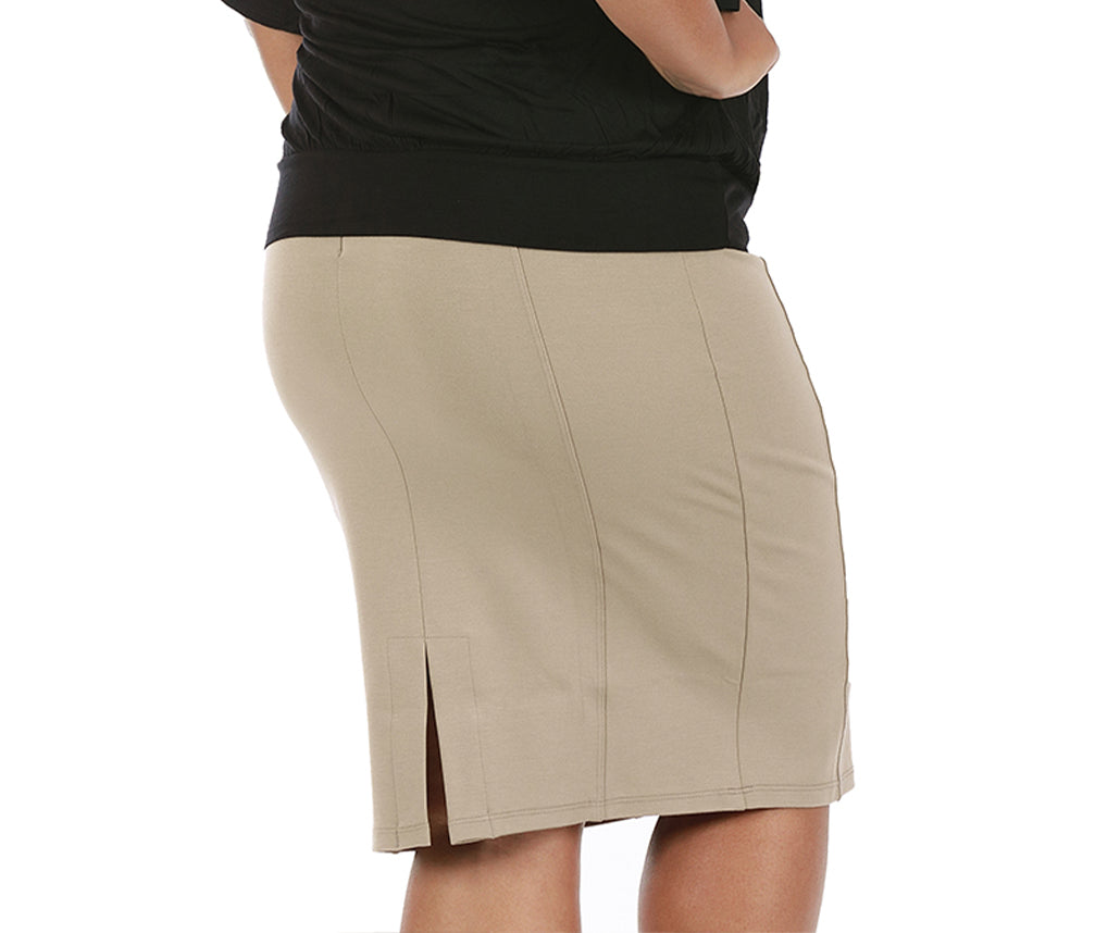 InstantFigure Curvy Plus Size Short Pencil Skirt with Back Zip 16807MC InstantFigure INC