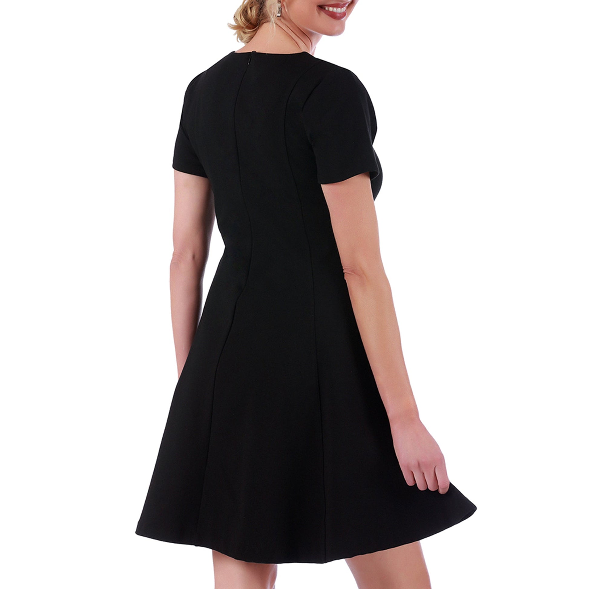 InstantFigure Short V-neck flared skirt Panel dress 16808M InstantFigure INC