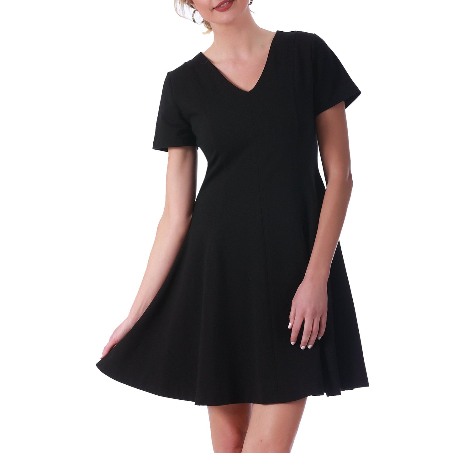 InstantFigure Short V-neck flared skirt Panel dress 16808M InstantFigure INC