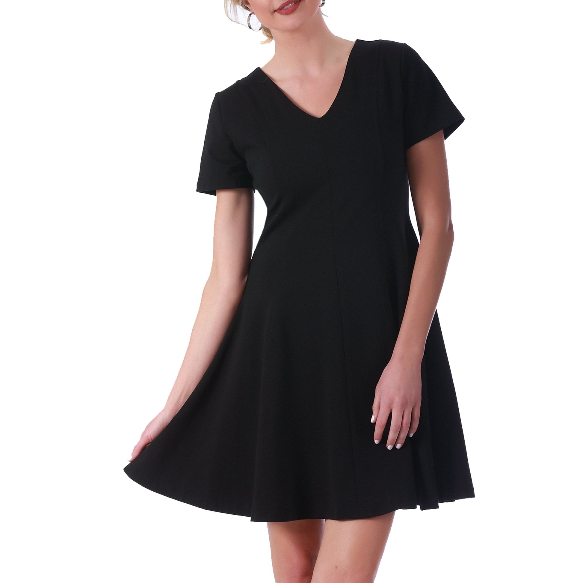 InstantFigure Short V-neck flared skirt Panel dress 16808M InstantFigure INC