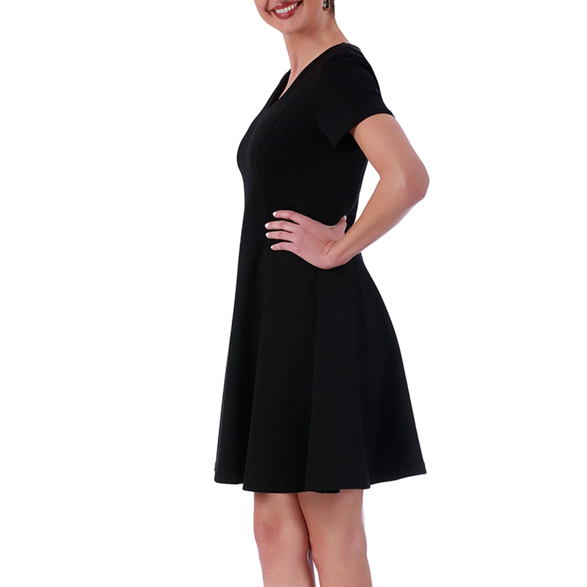 InstantFigure Short V-neck flared skirt Panel dress 16808M InstantFigure INC