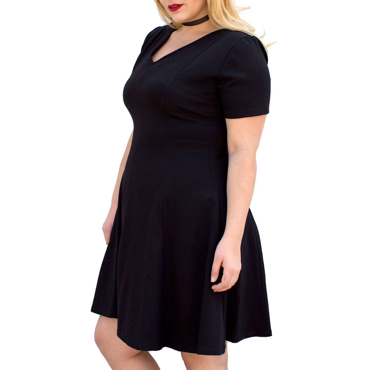 InstantFigure Curvy Plus Size Short V-neck Panel dress 16808MC InstantFigure INC