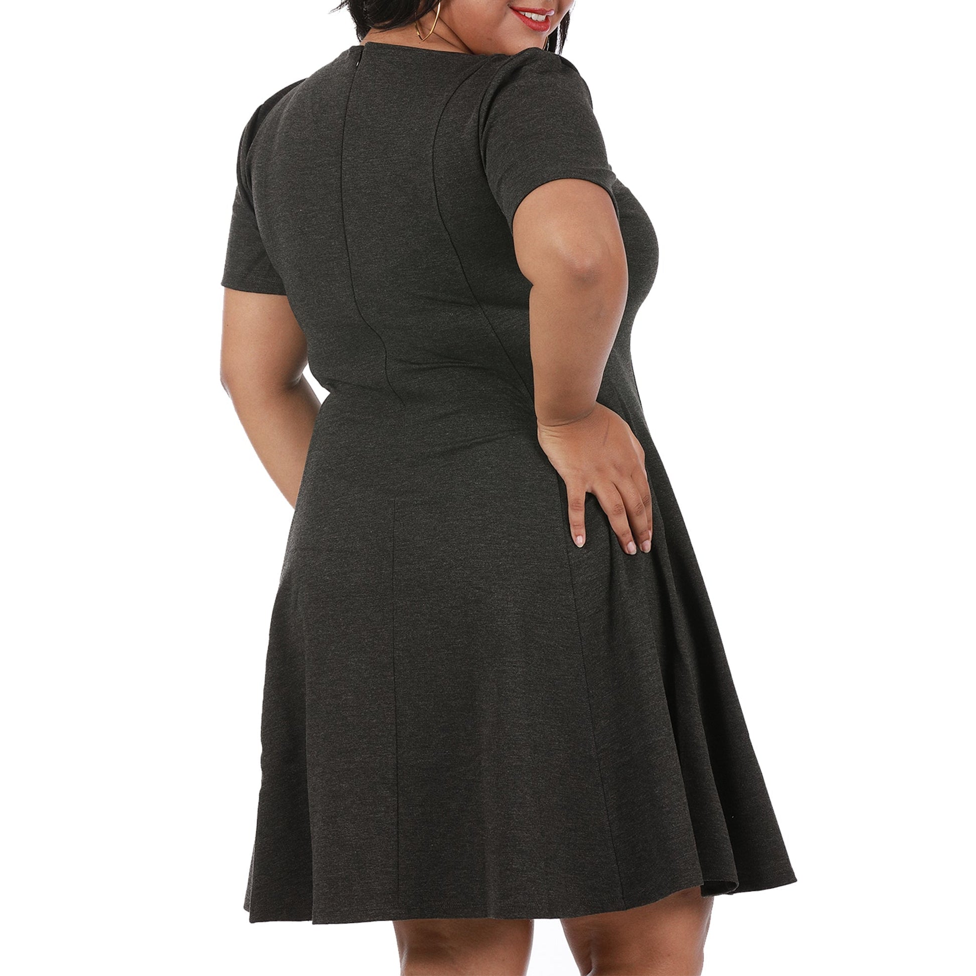 InstantFigure Curvy Plus Size Short V-neck Panel dress 16808MC InstantFigure INC