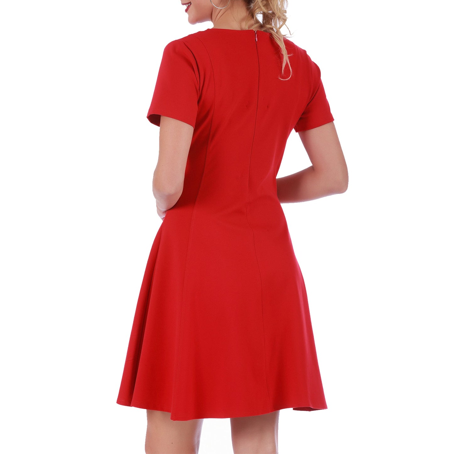 InstantFigure Short V-neck flared skirt Panel dress 16808M InstantFigure INC
