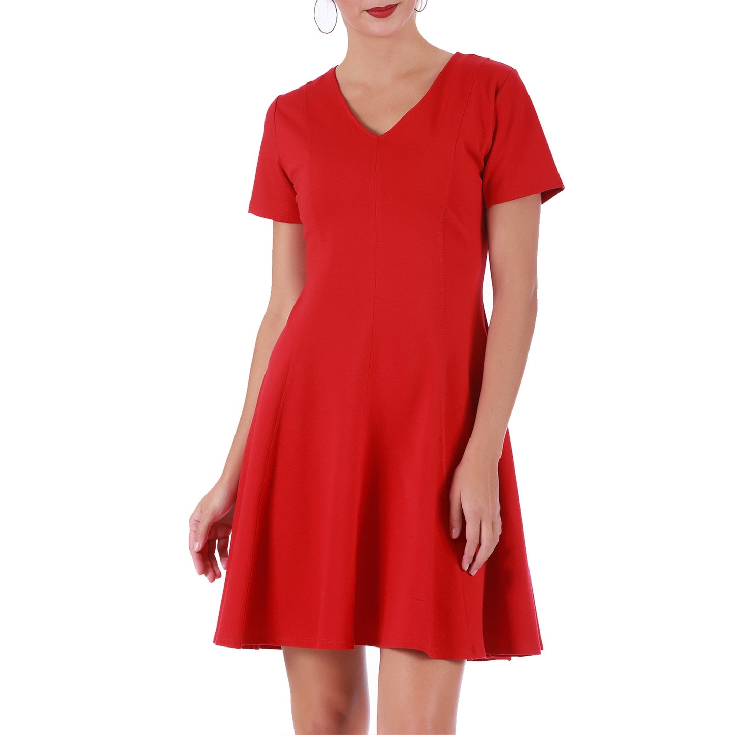 InstantFigure Short V-neck flared skirt Panel dress 16808M InstantFigure INC