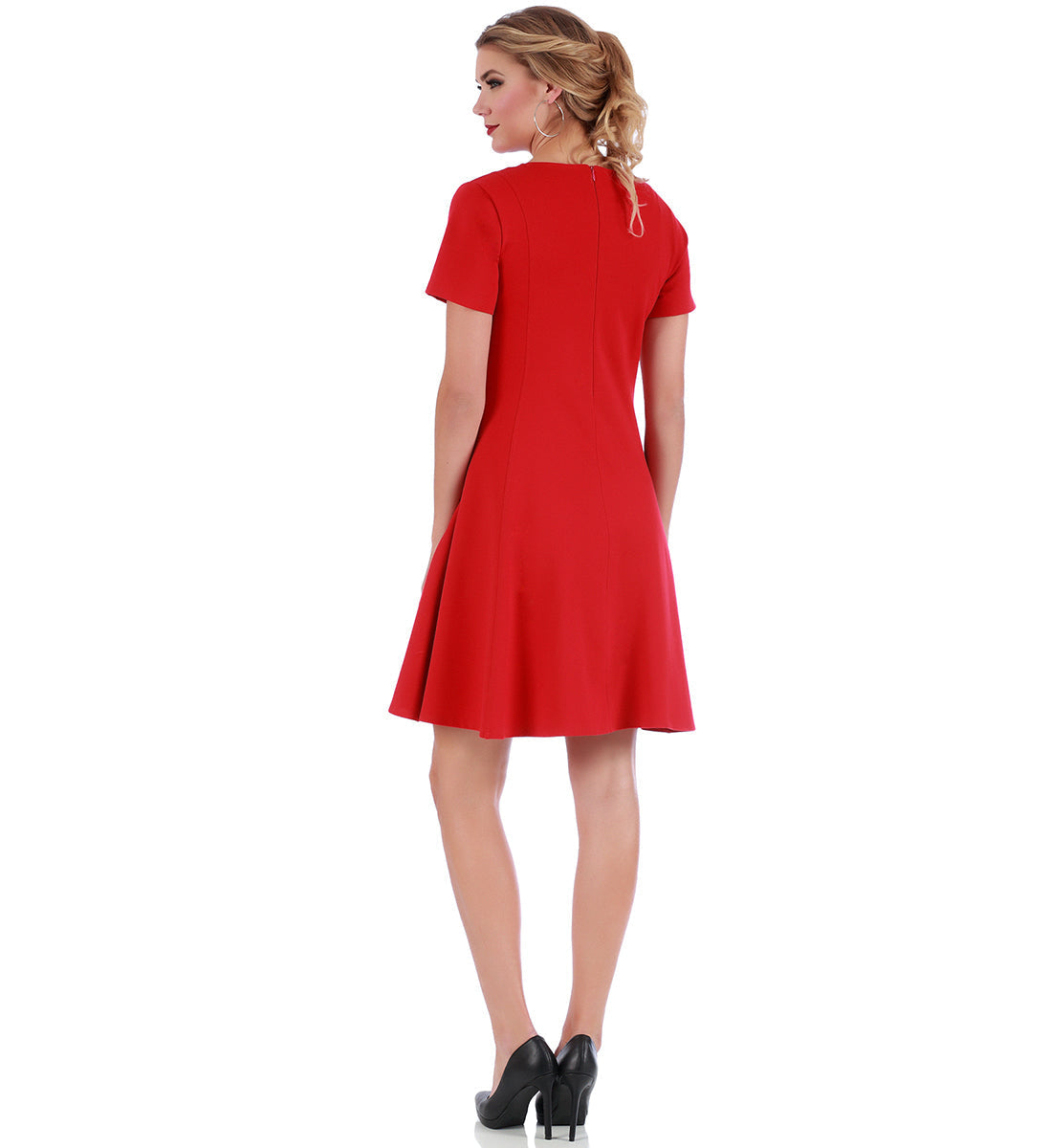 InstantFigure Short V-neck flared skirt Panel dress 16808M InstantFigure INC