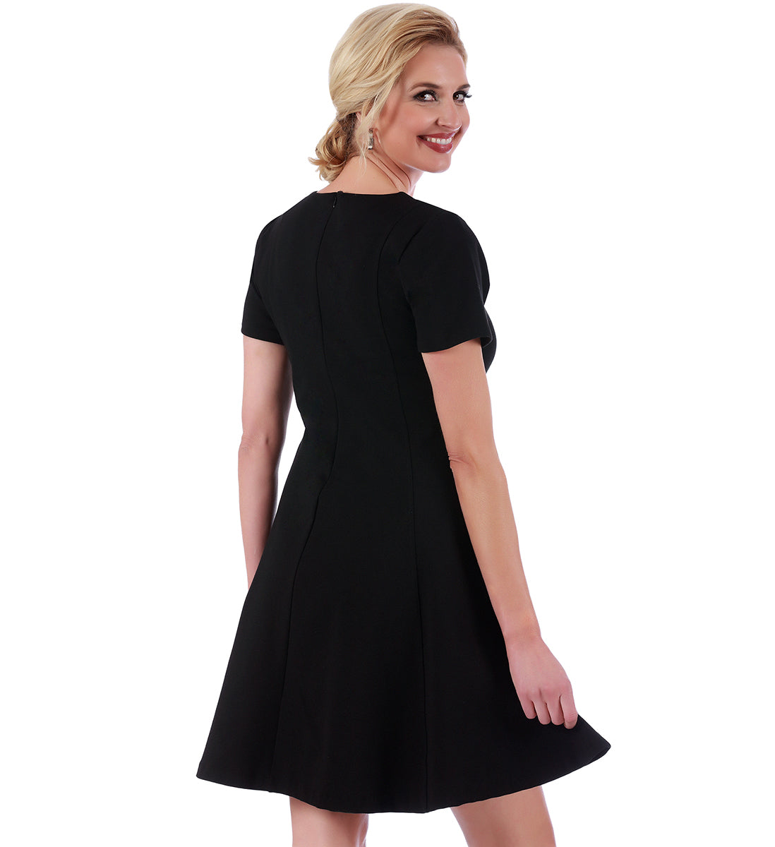 InstantFigure Short V-neck flared skirt Panel dress 16808M InstantFigure INC