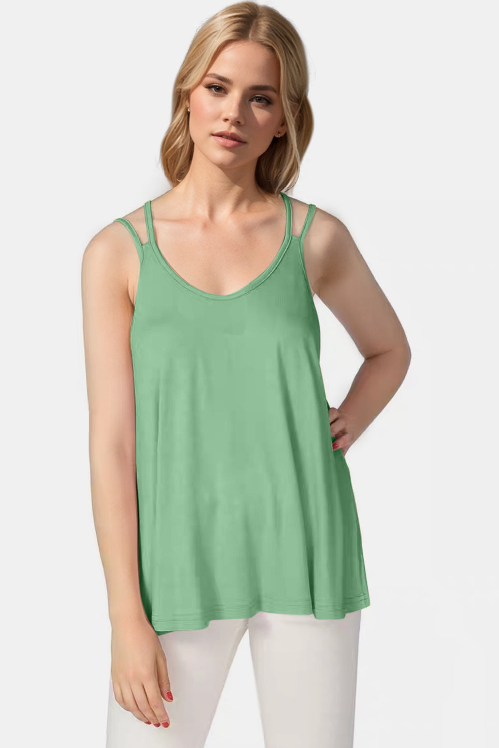 Basic Bae Bamboo Scoop Neck Double Spaghetti Straps Cami ShopBasicbae