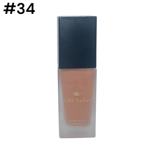 ABCbabes deep tan shade #34 with neutral undertones hydra matte foundation. ABCbabes