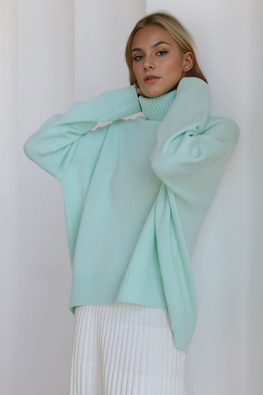 Basic Bae Turtleneck Dropped Shoulder Long Sleeve Sweater ShopBasicbae