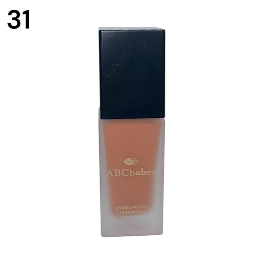 ABCbabes deep tan warm golden undertone shade 31 hydrating liquid foundation with matte finish. ABCbabes