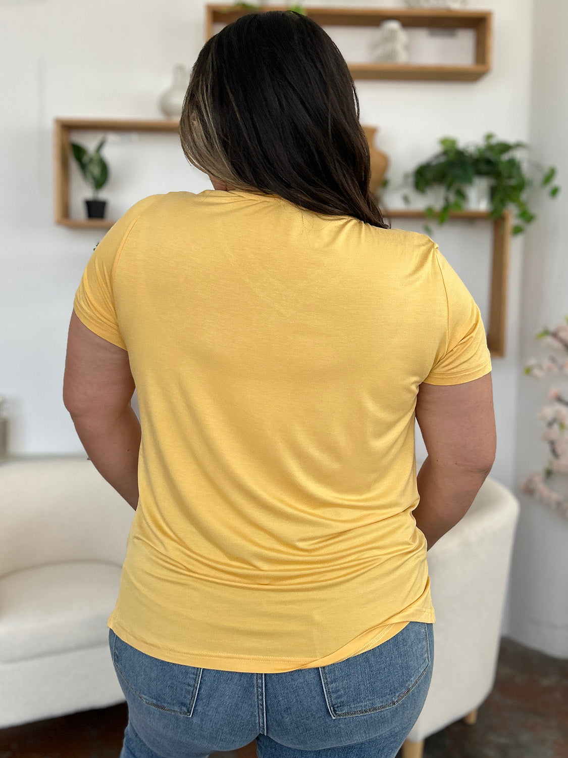 Basic Bae Bamboo Full Size V-Neck High-Low T-Shirt ShopBasicbae