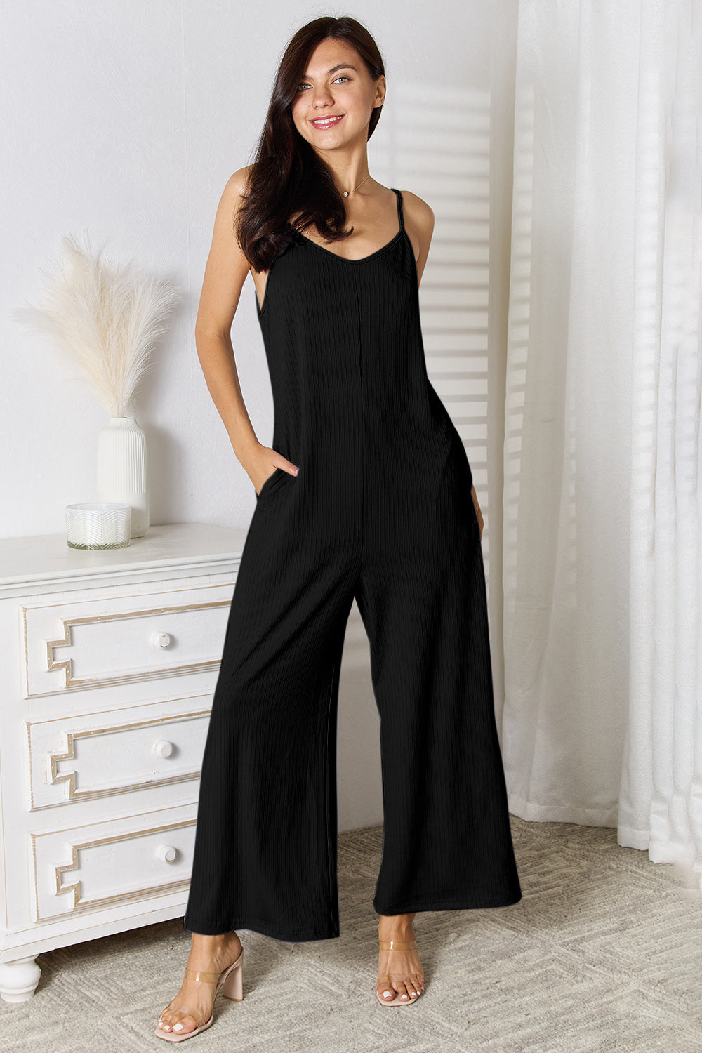 Basic Bae Full Size Spaghetti Strap V-Neck Jumpsuit ShopBasicbae