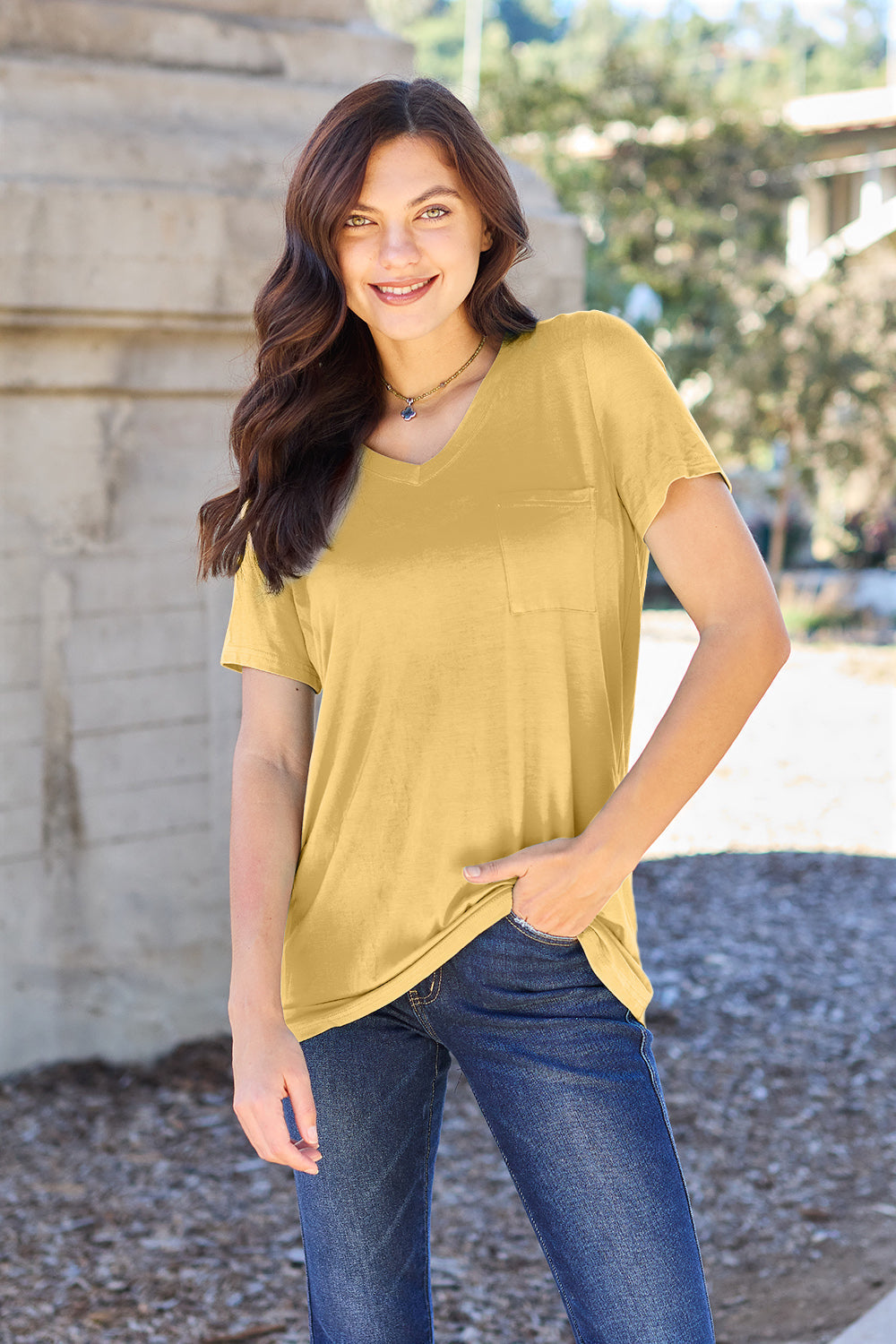 Basic Bae Bamboo Full Size  V-Neck Short Sleeve T-Shirt ShopBasicbae