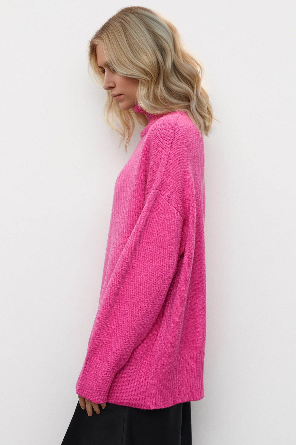 Basic Bae Turtleneck Dropped Shoulder Long Sleeve Sweater ShopBasicbae